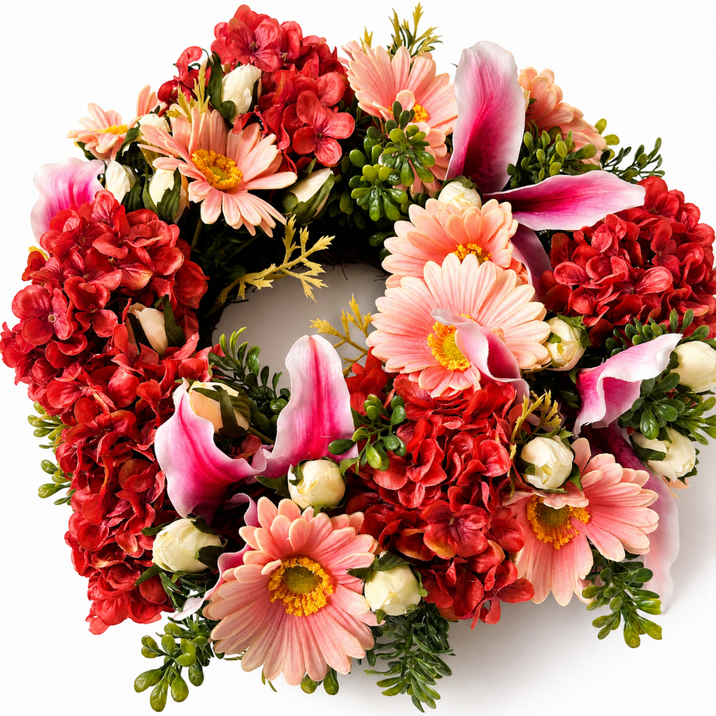 Ortanca & Gerbera Kapı Çelengi - Görsel 2