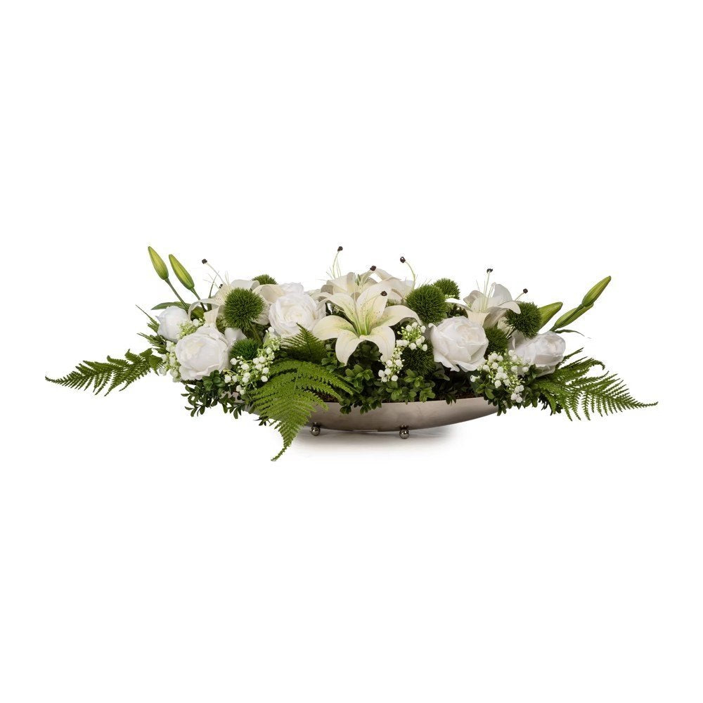 Metal Tabakta Islak Dokulu Zarif Lilyum Aranjman (60 CM)