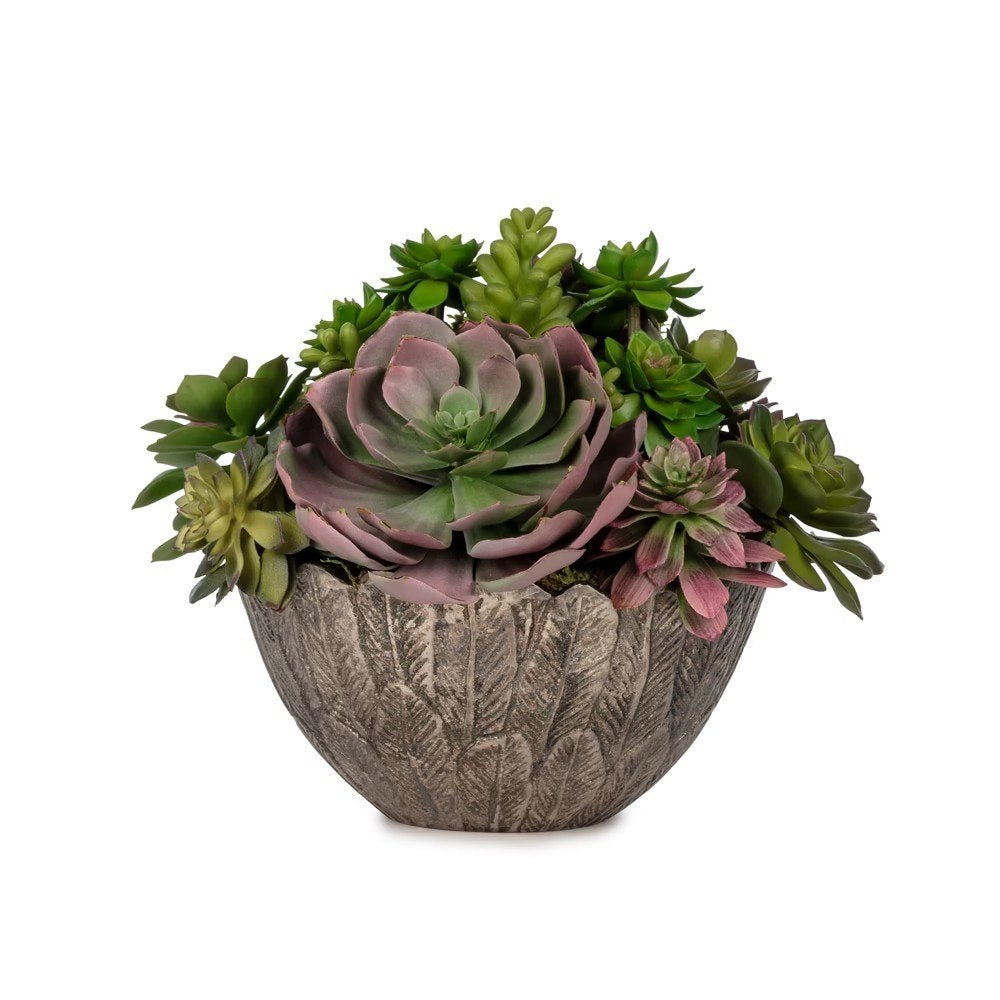 Metal Tabakta Sukkulent Aranjman (36 CM)